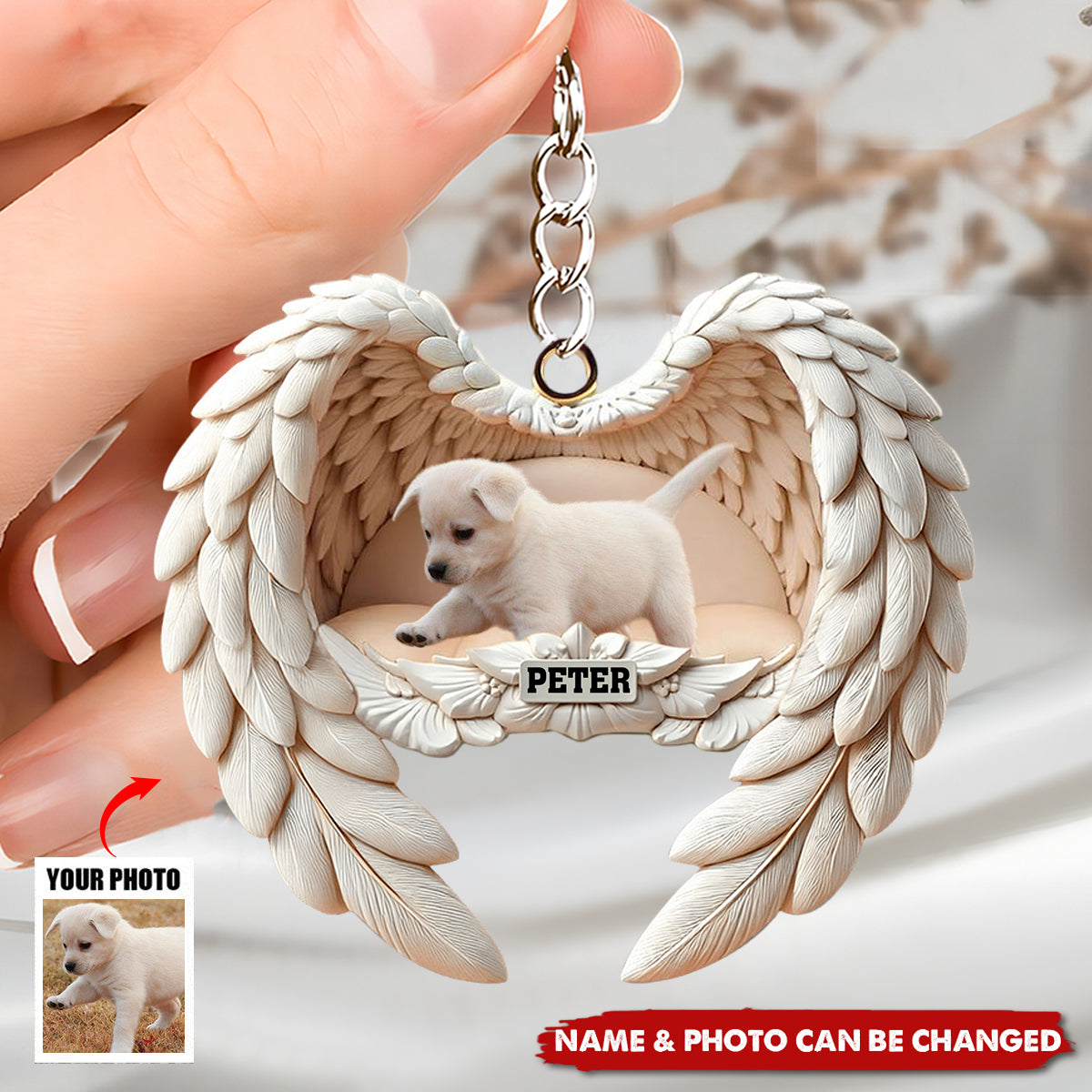 Angel Wings Pet Memorial - Personalized Custom Acrylic Keychain