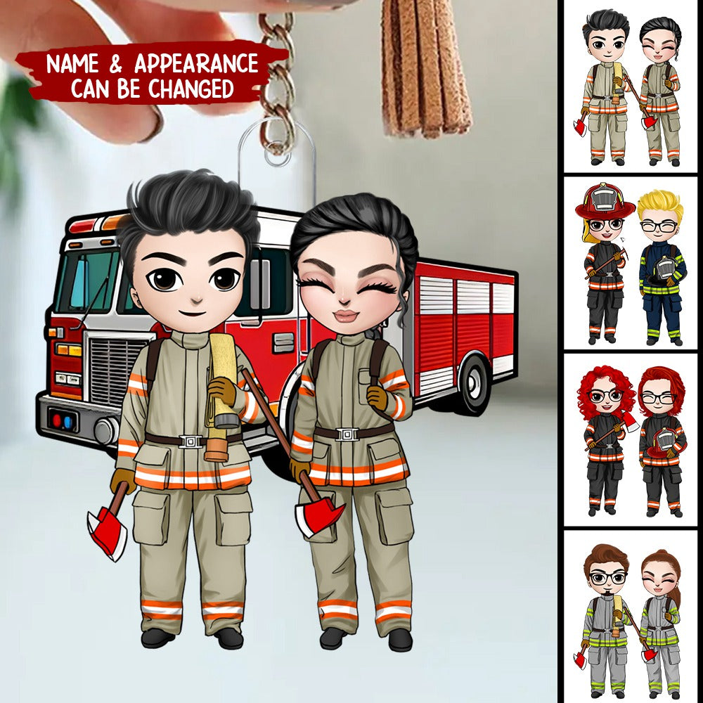Personalized Firefighter Keychain - Gift For Couples