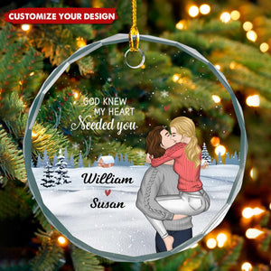 Our First Christmas Together - Personalized Couple Glass Ornament