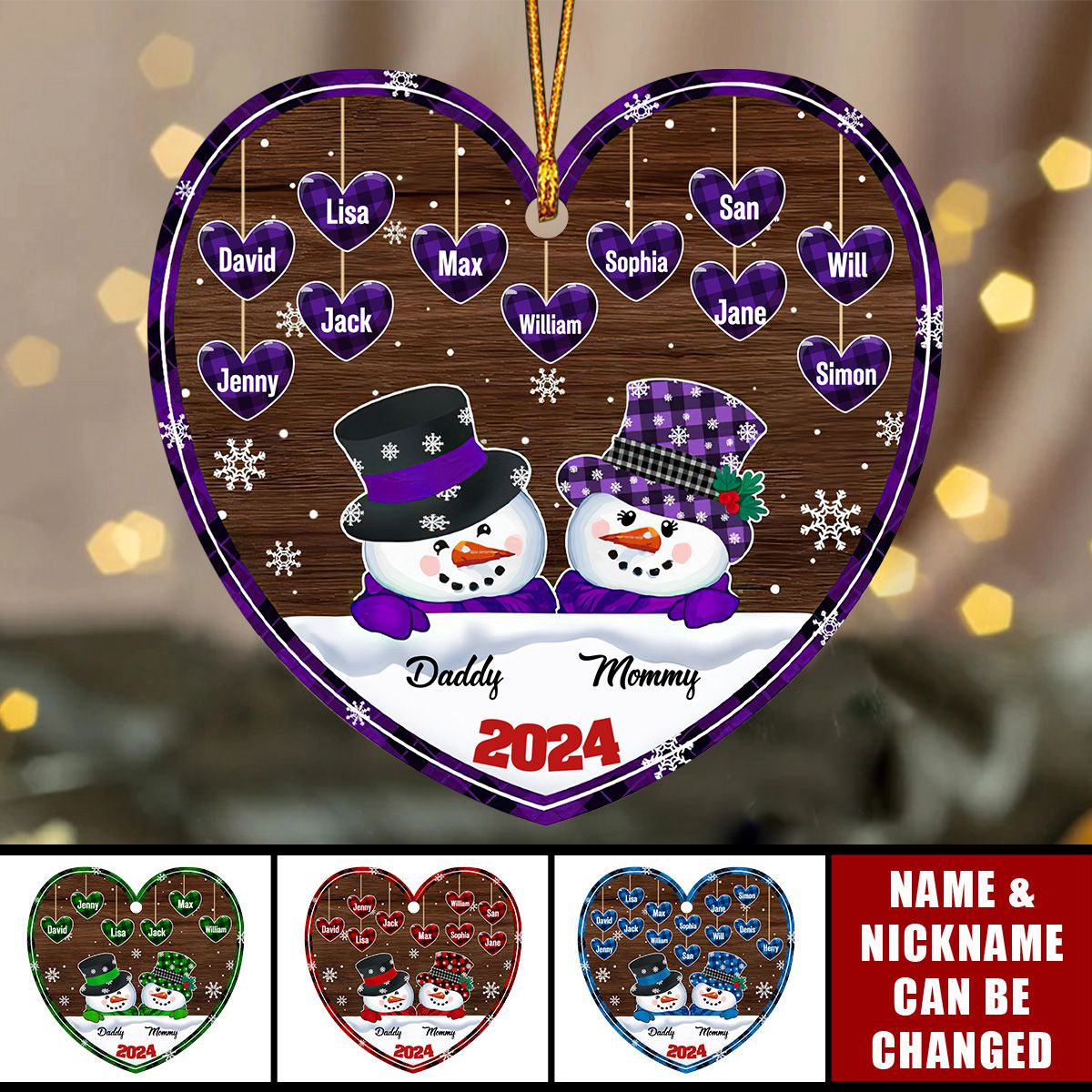 Papa Nana Snowman Christmas Grandparents - Personalized Custom Shaped Wooden Ornament