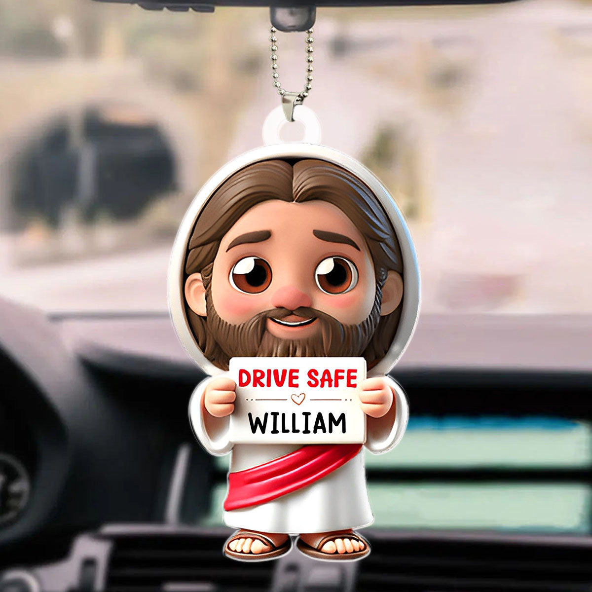 Jesus Drive Safe - Personalized Customized Acrylic Car Ornament - Gift For Family Members, Friends, Siblings, Loved One