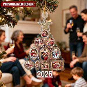 Personalized 2026 Family Photo Frame Tree Acrylic Christmas Ornament