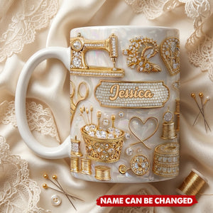 A Life Stitched With Love, Coffee Mug, Gift For Sewing Lovers