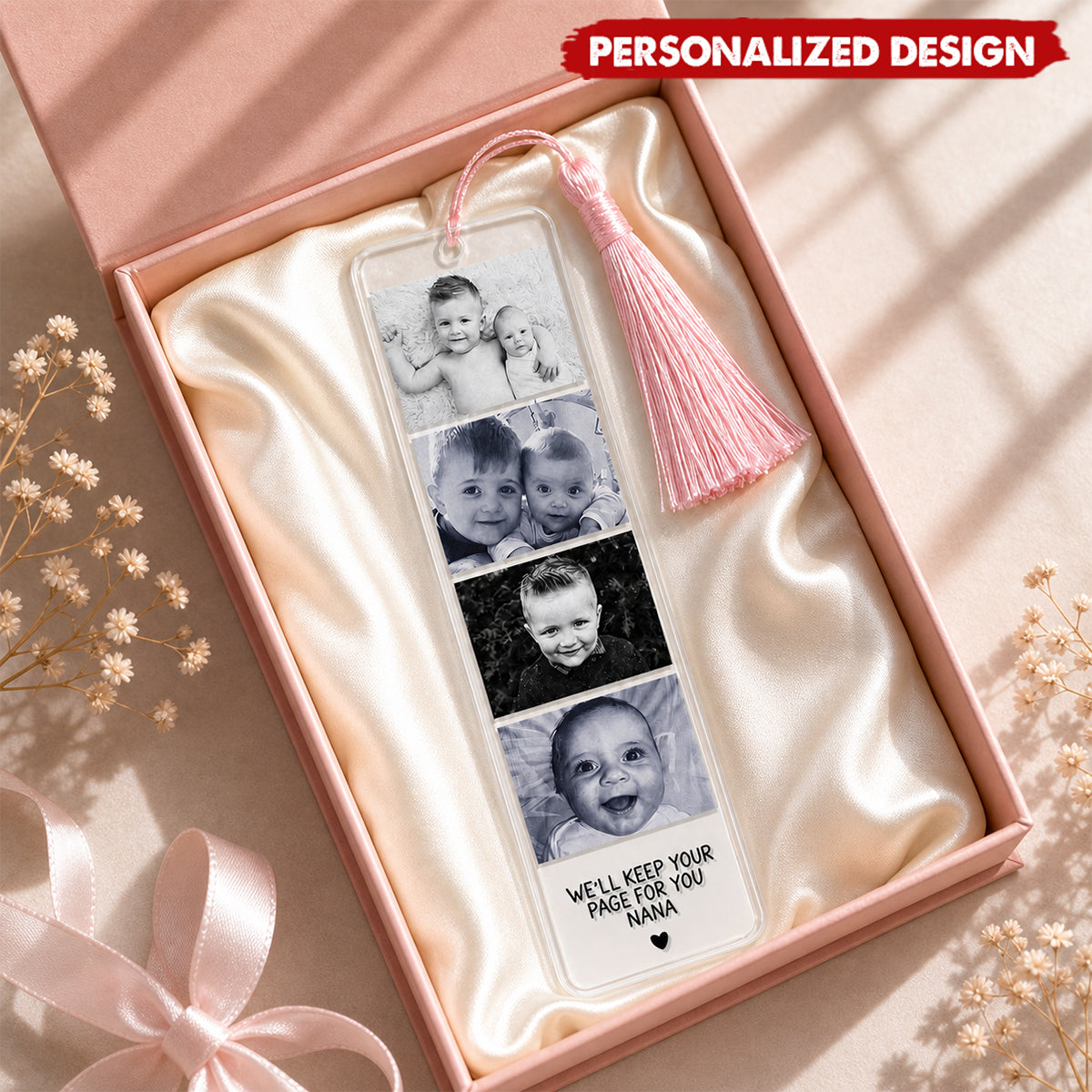 Personalized Photo Collage Acrylic Bookmark -  Clear Acrylic Reader Gift