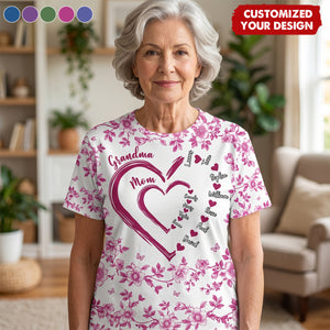 Mom Grandma Sweethearts Toile - Personalized Full Print T-Shirt
