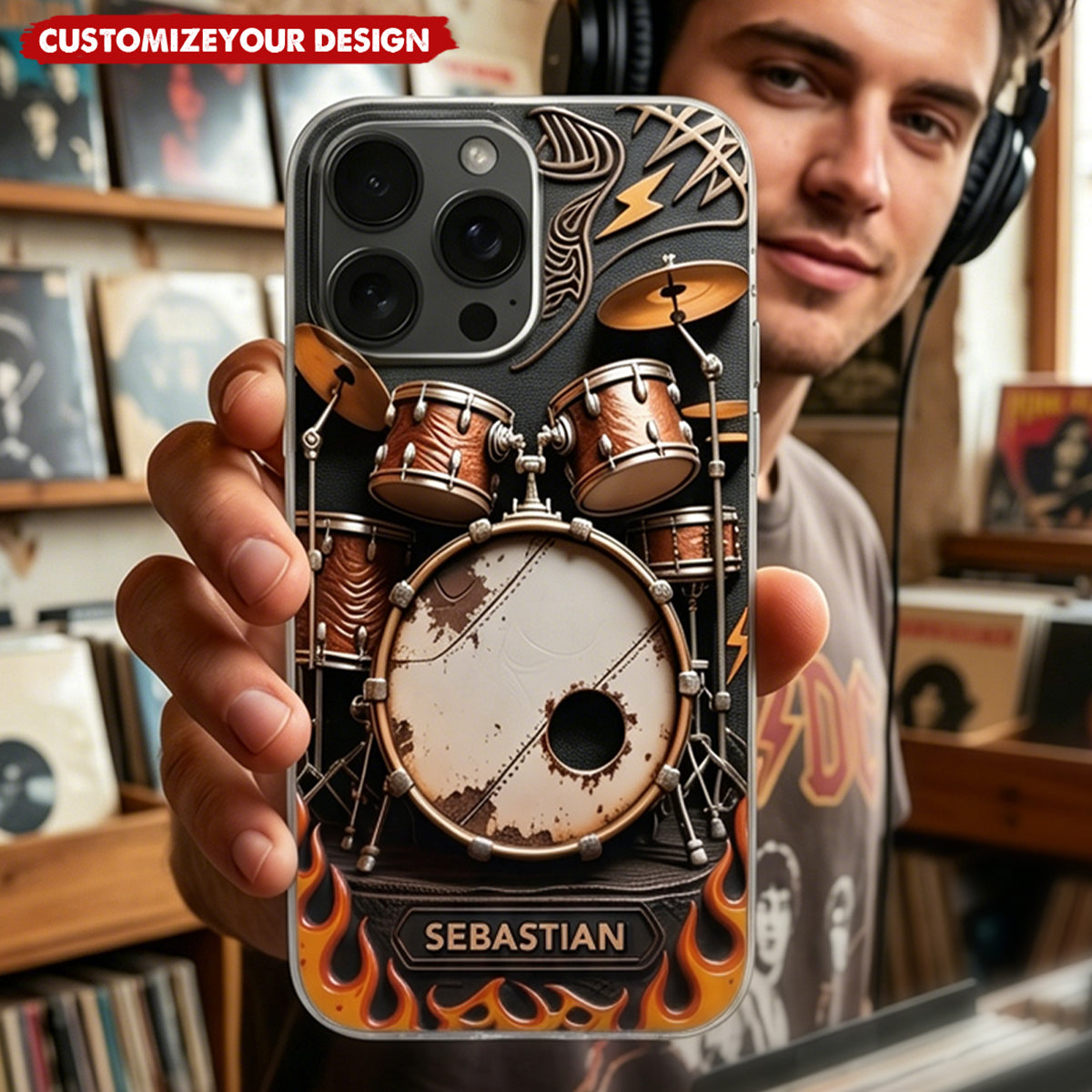 Music Is The Heartbeat, Phone Case, Gift For Drummers and Music Lovers