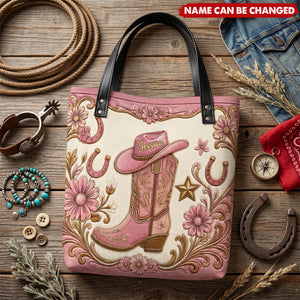 Boots & Hat - Personalized Cowgirl Tote Bag