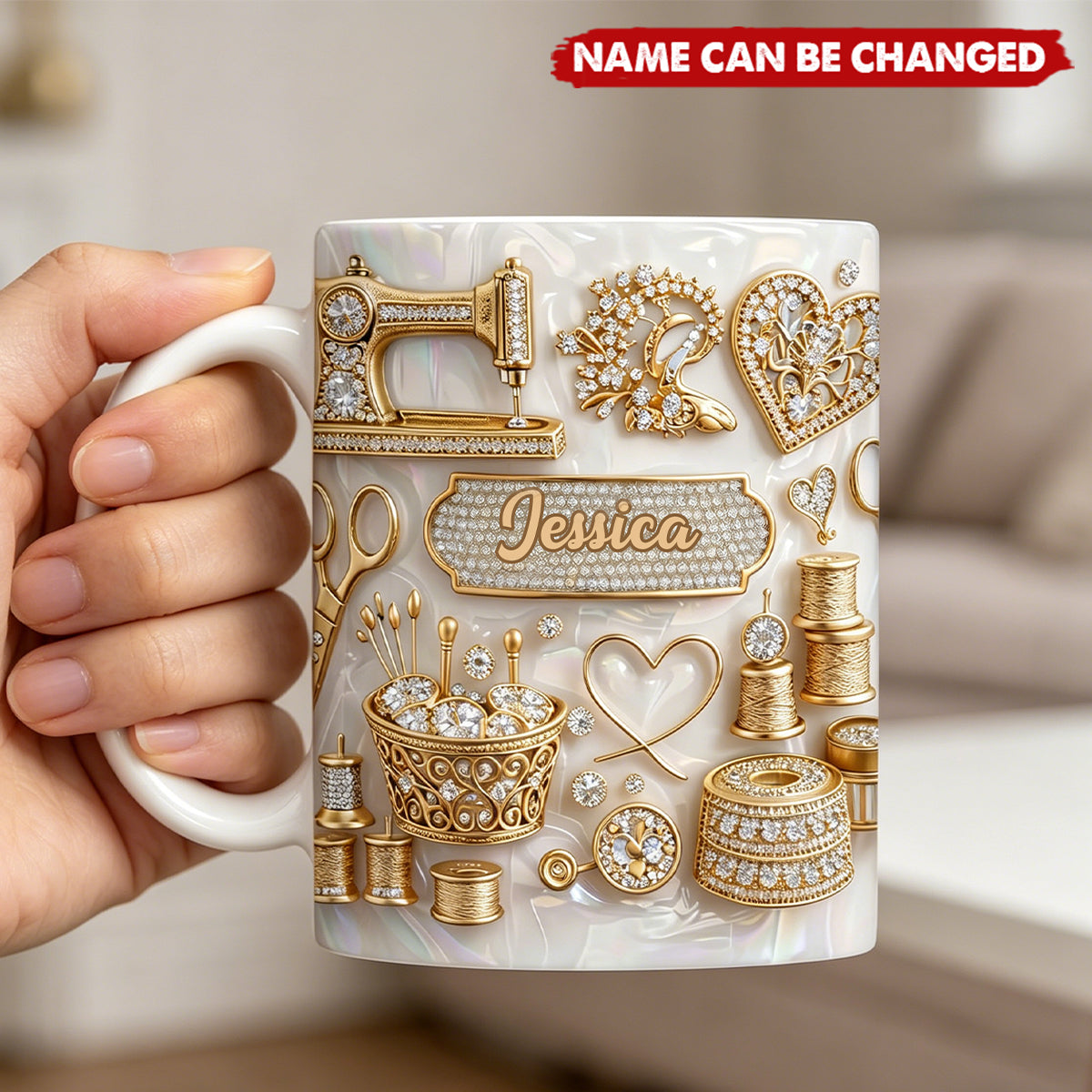 A Life Stitched With Love, Coffee Mug, Gift For Sewing Lovers