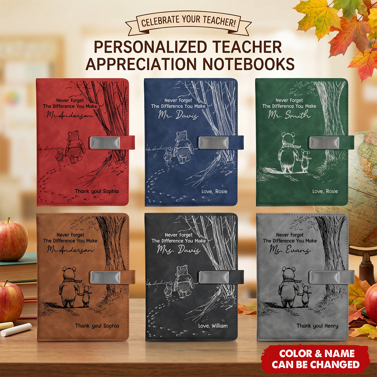 Never Forget The Difference You Make Thank You Teacher - Personalized Notebook