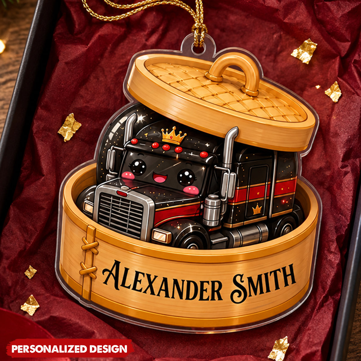 Personalized Cute Vehicle In Box Acrylic Christmas Ornament
