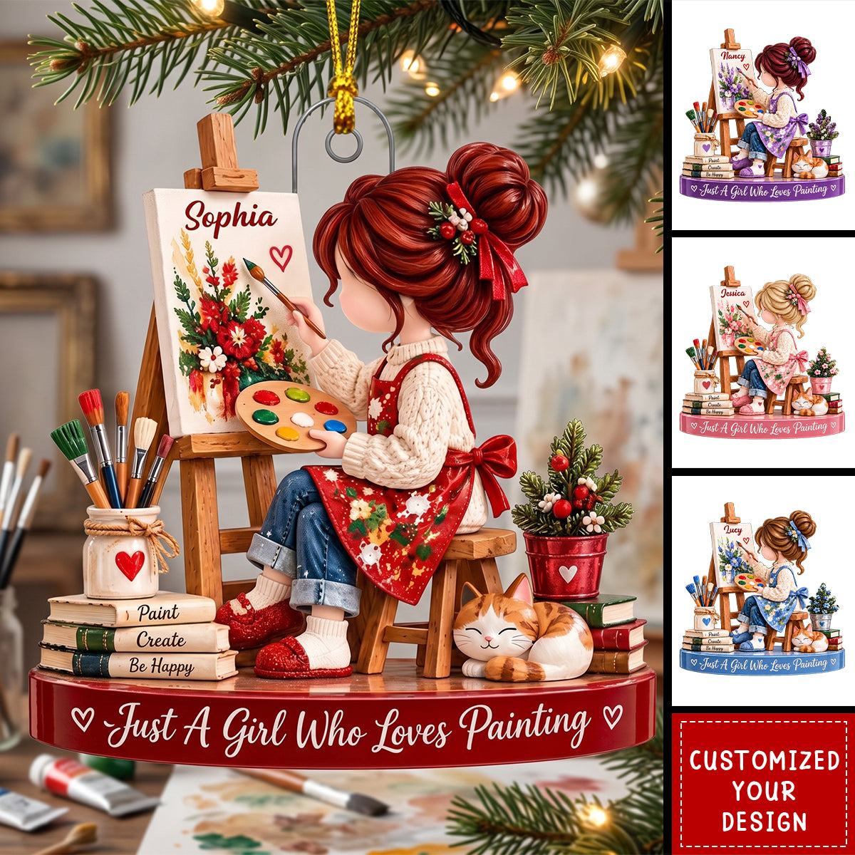 Personalized Artist Christmas Ornament – Gift for A Girl Who Loves To Paint, Art Lover Keepsake