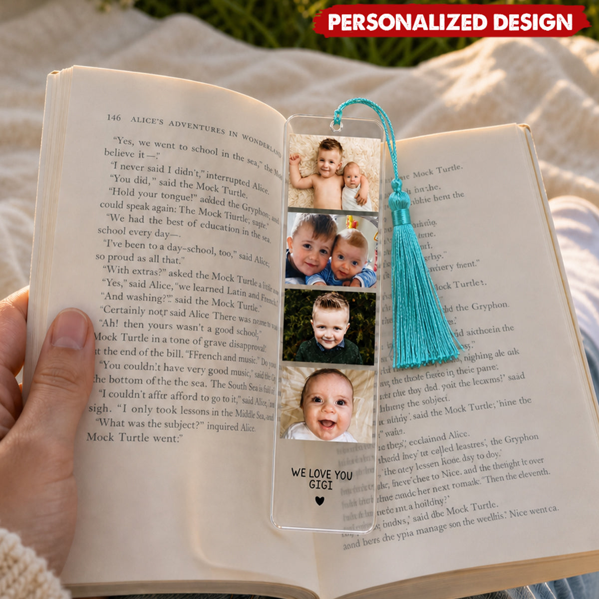 Personalized Photo Collage Acrylic Bookmark -  Clear Acrylic Reader Gift