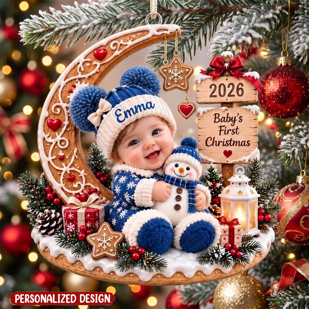 Personalized Baby First Christmas Ornament, Custom Baby Name Ornament