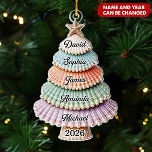 Custom Shell Acrylic Ornament - Personalized Christmas Birthday Gifts For Mom, Dad, Brother, Sister - Gathered With Grateful Hearts