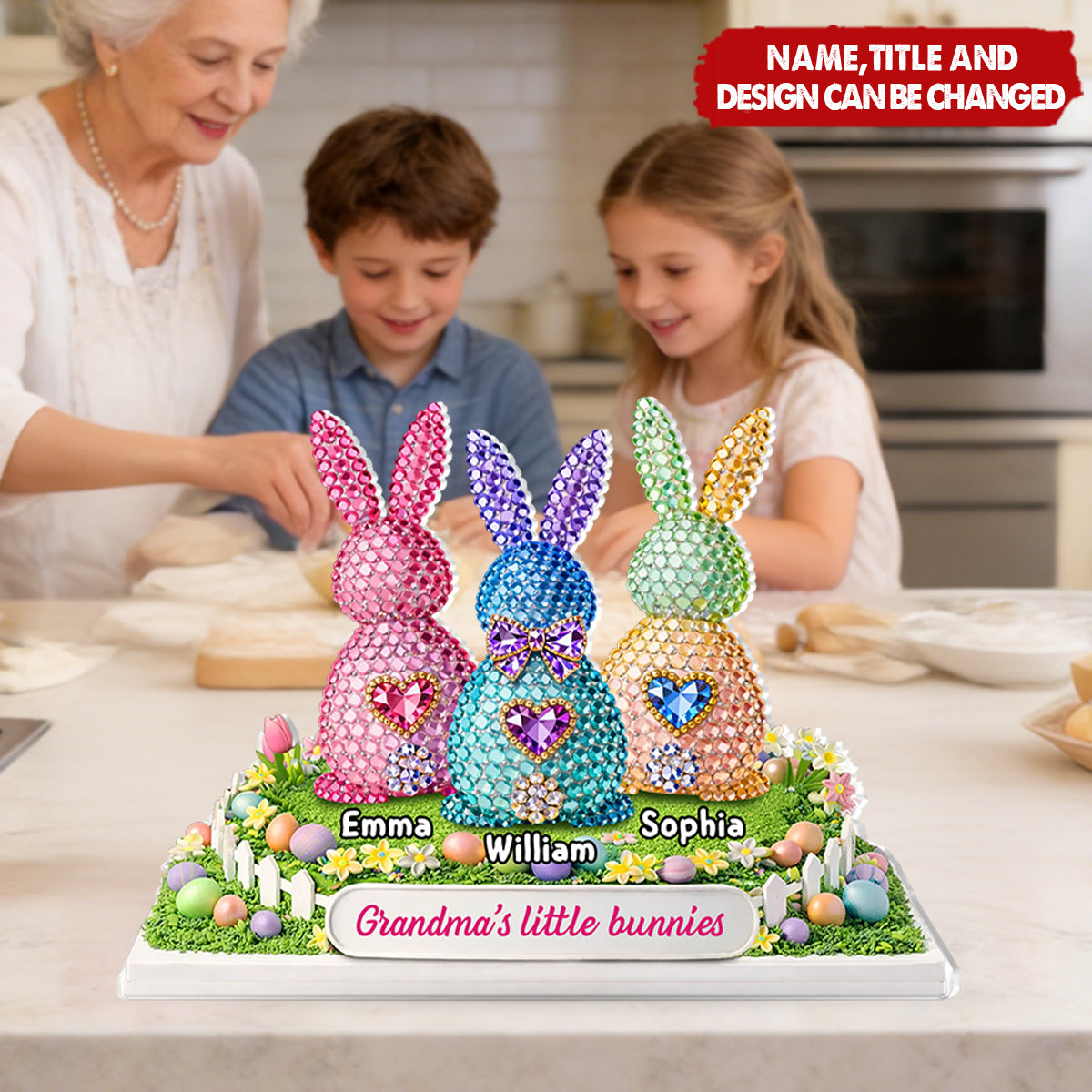 Grandma's Little Bunnies Easter - Personalized Acrylic Block Plaque - Sentimental Gift for Grandma