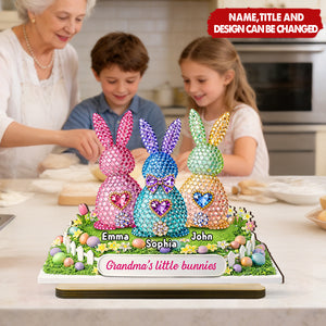 Grandma's Little Bunnies Easter - Personalized 2-Layered Wooden Plaque - Sentimental Gift for Grandma