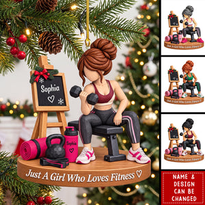 Personalized Fitness Gym Girl Acrylic Ornament — Gift For Fitness & Weightlifting Lovers