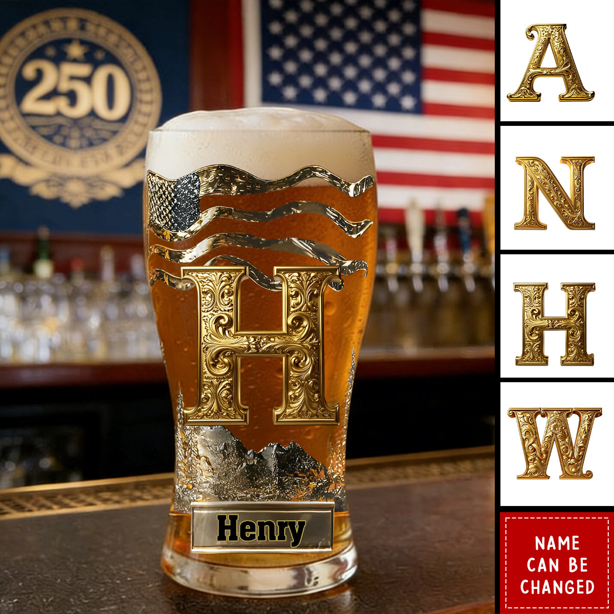 Initial Name Letter - Personalized Beer Pint