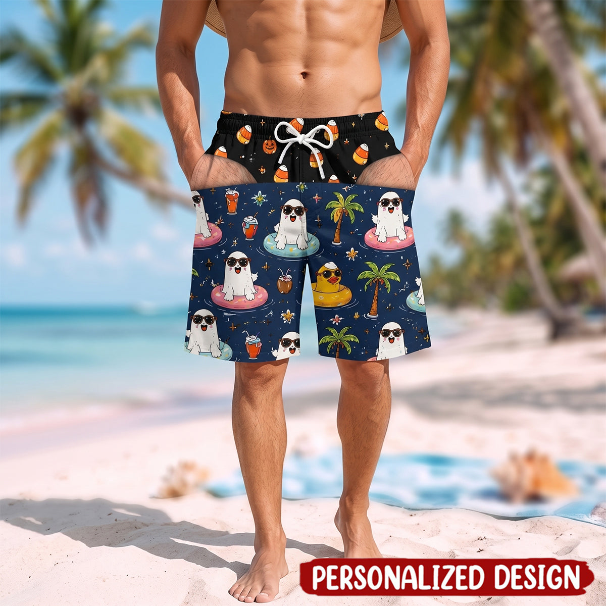 Custom Funny Men Swim Trunks - Personalized Halloween Birthday Gifts