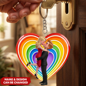LGBT+ Couple Forever Love Is Love - Personalized Acrylic Keychain