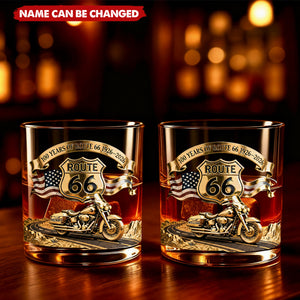 100 Years Of Route Personalized Gifts For Bikers Whiskey Glass