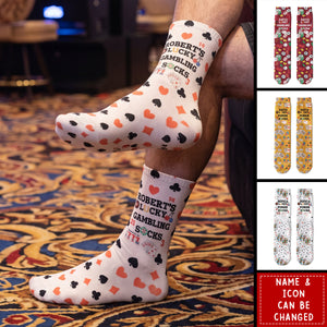 Lucky Gambling Socks, Lucky Poker Socks - Custom Name & Style - Personalized Socks