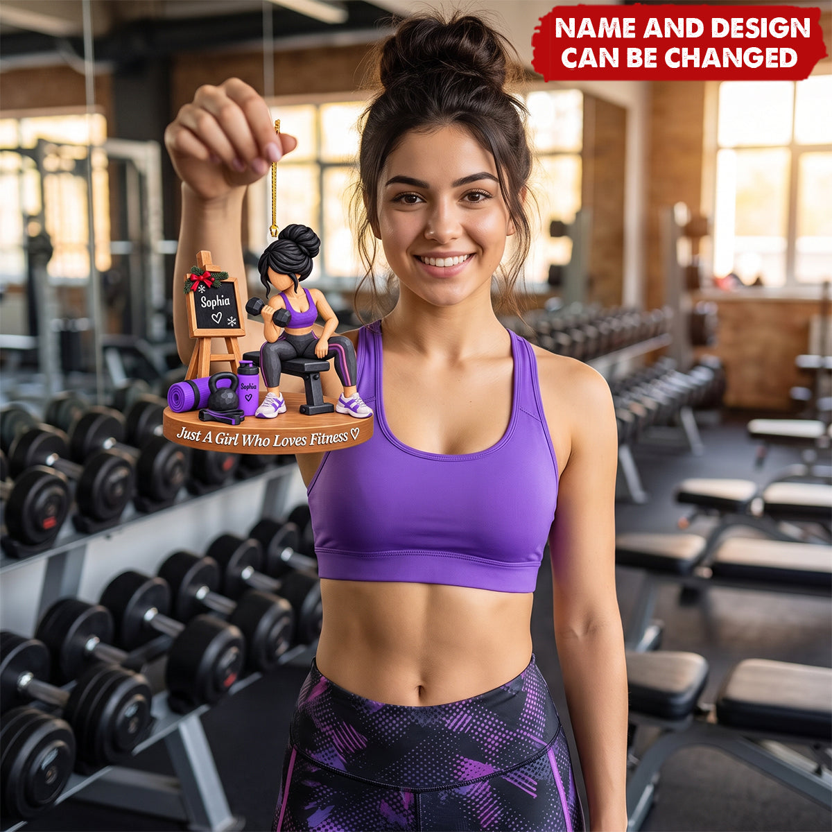 Personalized Fitness Gym Girl Acrylic Ornament — Gift For Fitness & Weightlifting Lovers