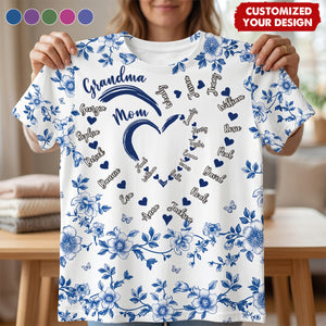 Mom Grandma Sweethearts Toile - Personalized Full Print T-Shirt