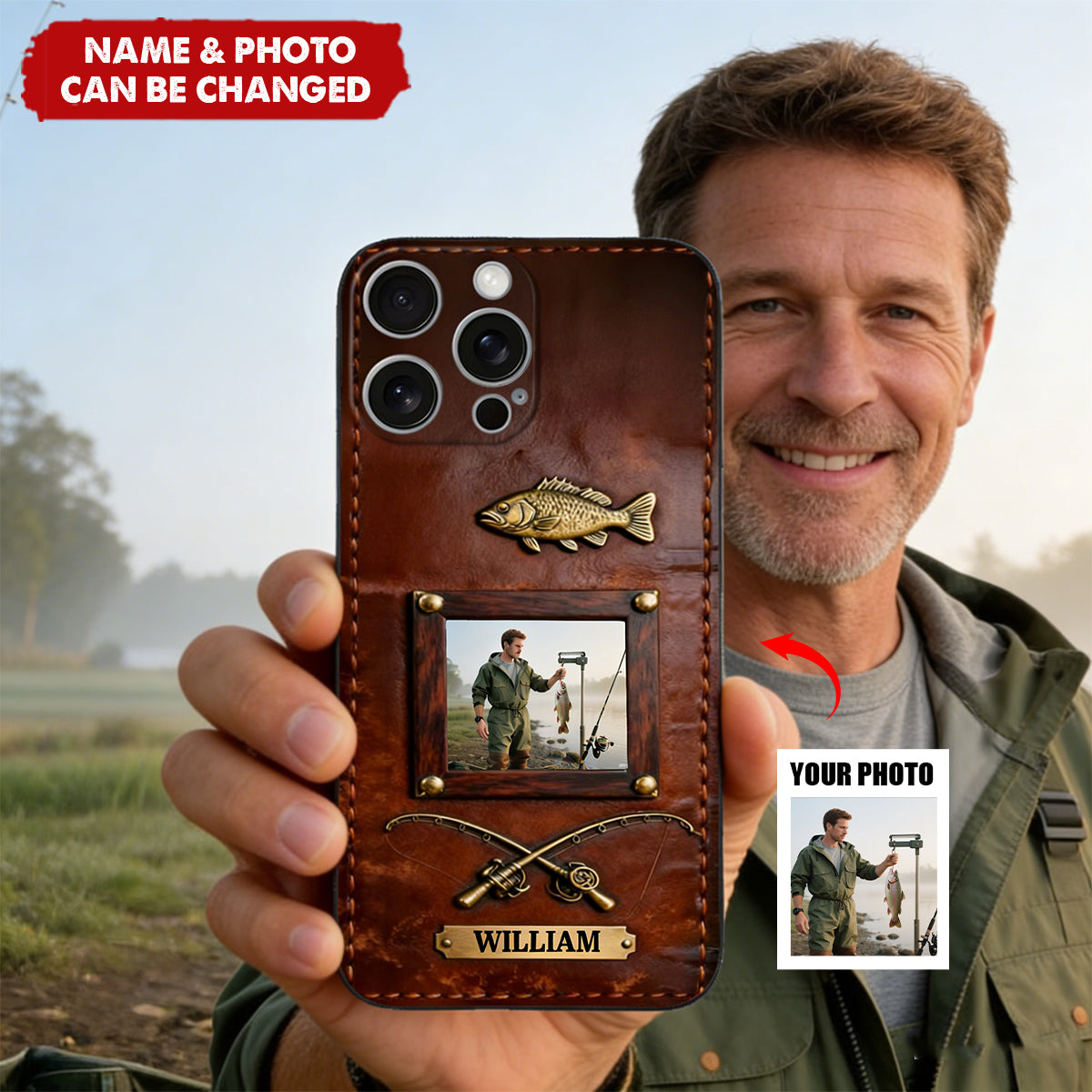 Best Catch - Personalized Fishing Leather Phone Case