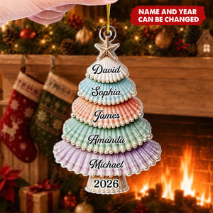 Custom Shell Acrylic Ornament - Personalized Christmas Birthday Gifts For Mom, Dad, Brother, Sister - Gathered With Grateful Hearts