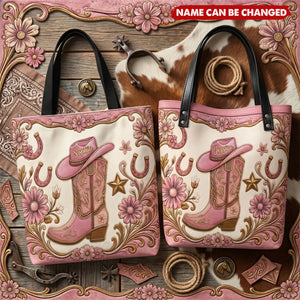 Boots & Hat - Personalized Cowgirl Tote Bag