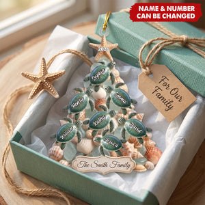 Bring The Beach To Your Tree - Personalized Sea Turtle Family Acrylic Ornament Gift