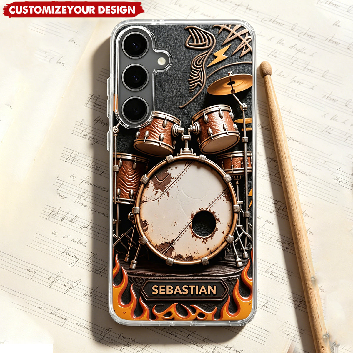 Music Is The Heartbeat, Phone Case, Gift For Drummers and Music Lovers