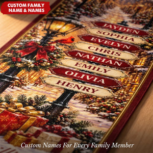 Custom Name Christmas Village Family Decor - Personalized Table Runner