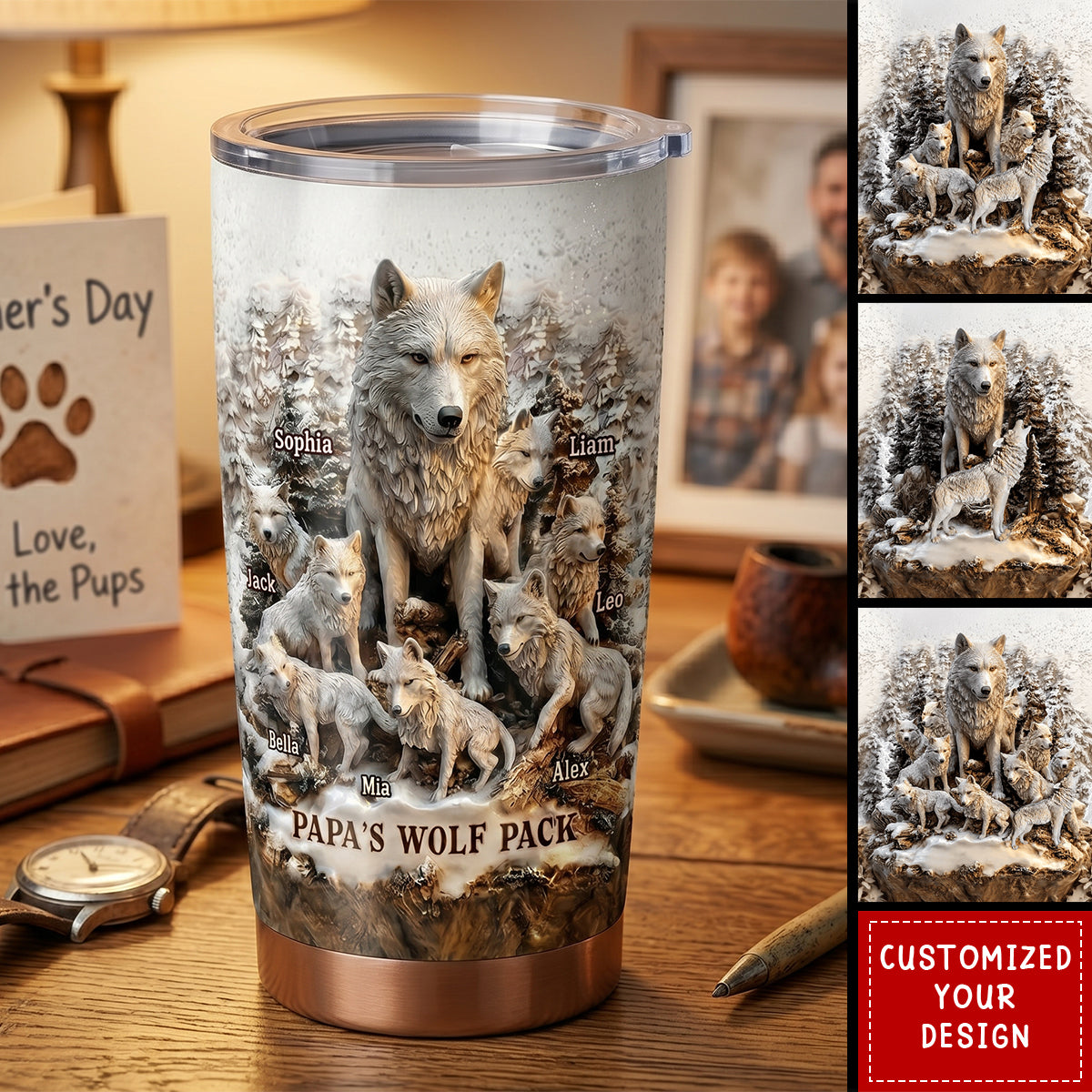 Papa Wolf Pack - Personalized Father Tumbler