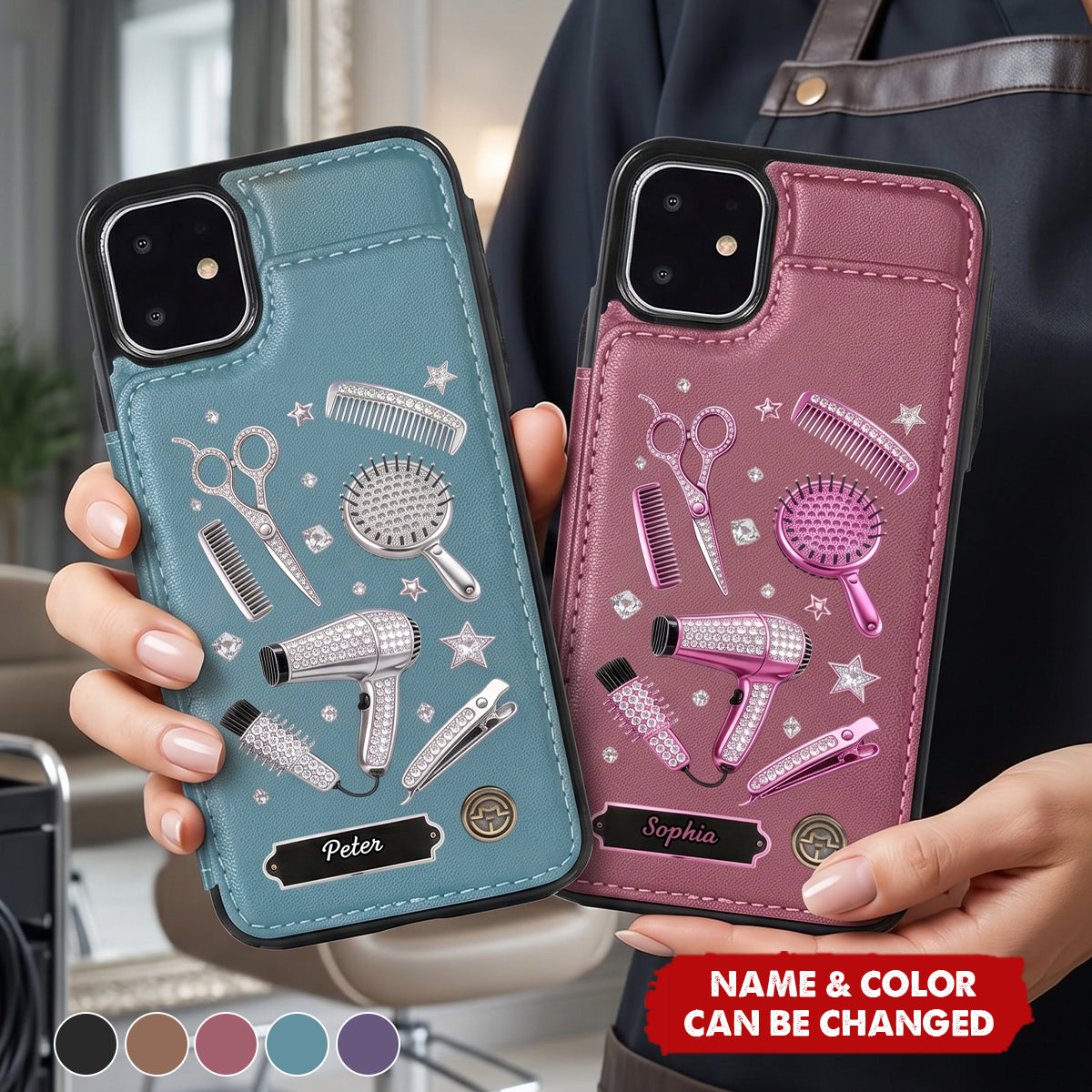 Hairdresser Scissors Salon Decor - Personalized Hairdresser Wallet Phone Case