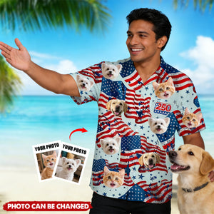 Custom Dog, Cat Photo American Eagle Flag Independence Hawaii Shirt