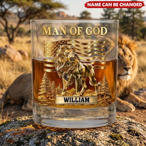 Custom Name Lion Man of God Whiskey for Men