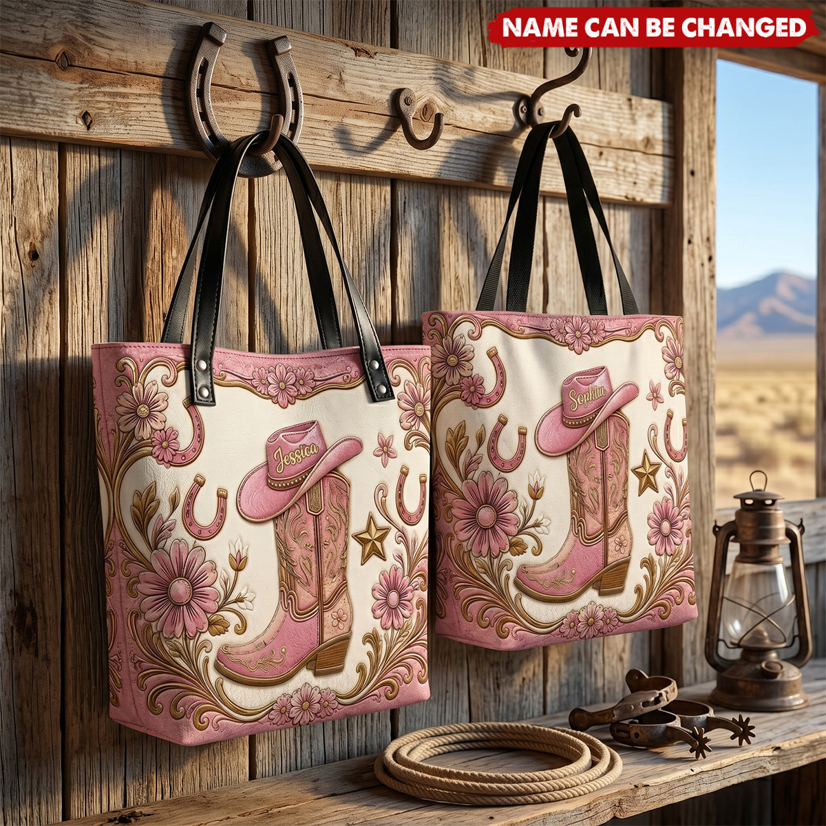 Boots & Hat - Personalized Cowgirl Tote Bag