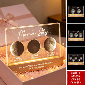 Mother's Day Gifts, The Moon When You Become The Mother - Custom Moons Phase - Personalized LED Night Light