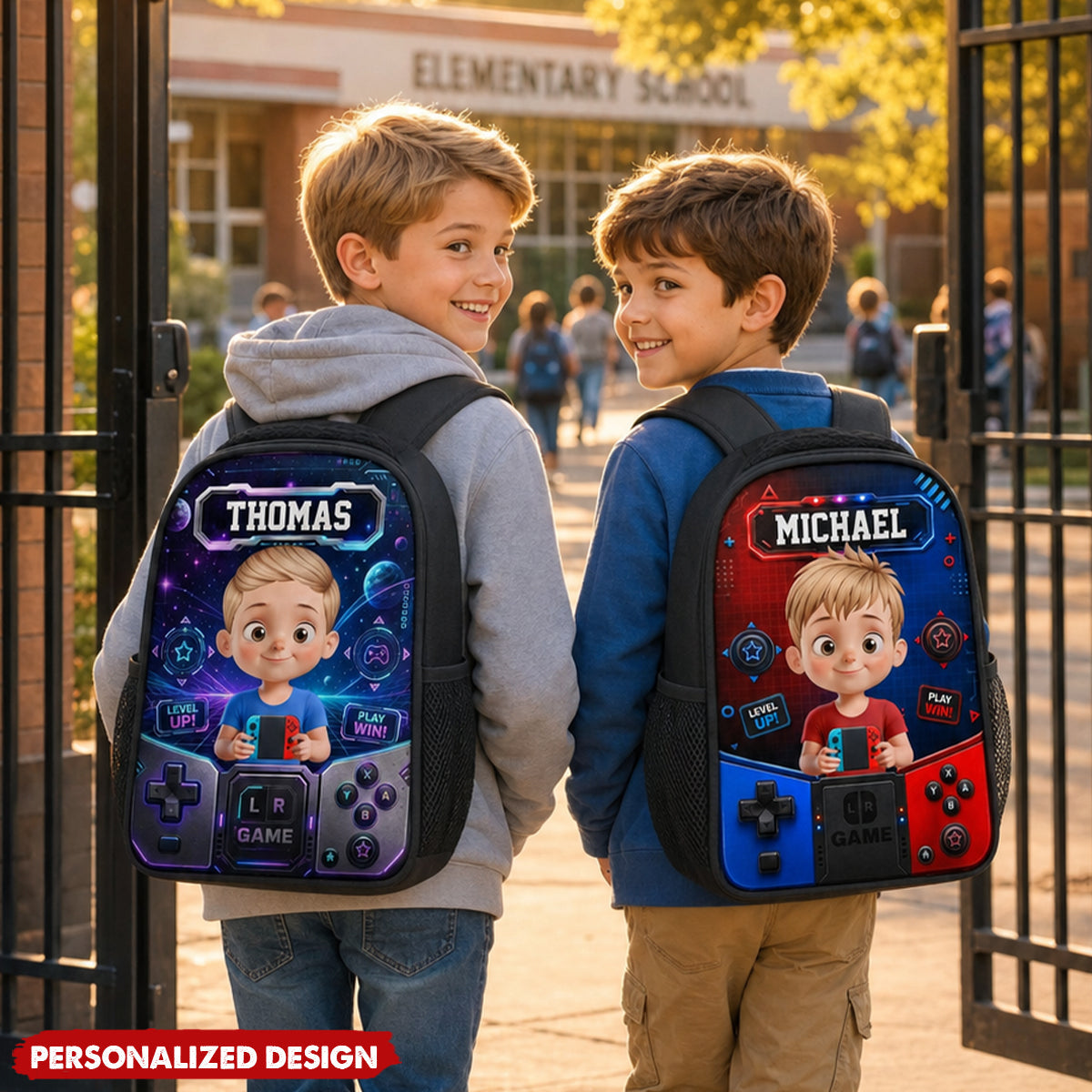 Personalized Kids Game Controller Backpack -Little Cartoon Gamer Bookbag
