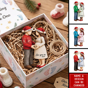 See You In 2027 Personalized Wooden Ornament - Custom Christmas Pregnancy Gift for Expecting Parents