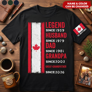Father's Day Gifts, Legend, Husband, Dad And Grandpa - Canada Flag Version - Personalized T-Shirt