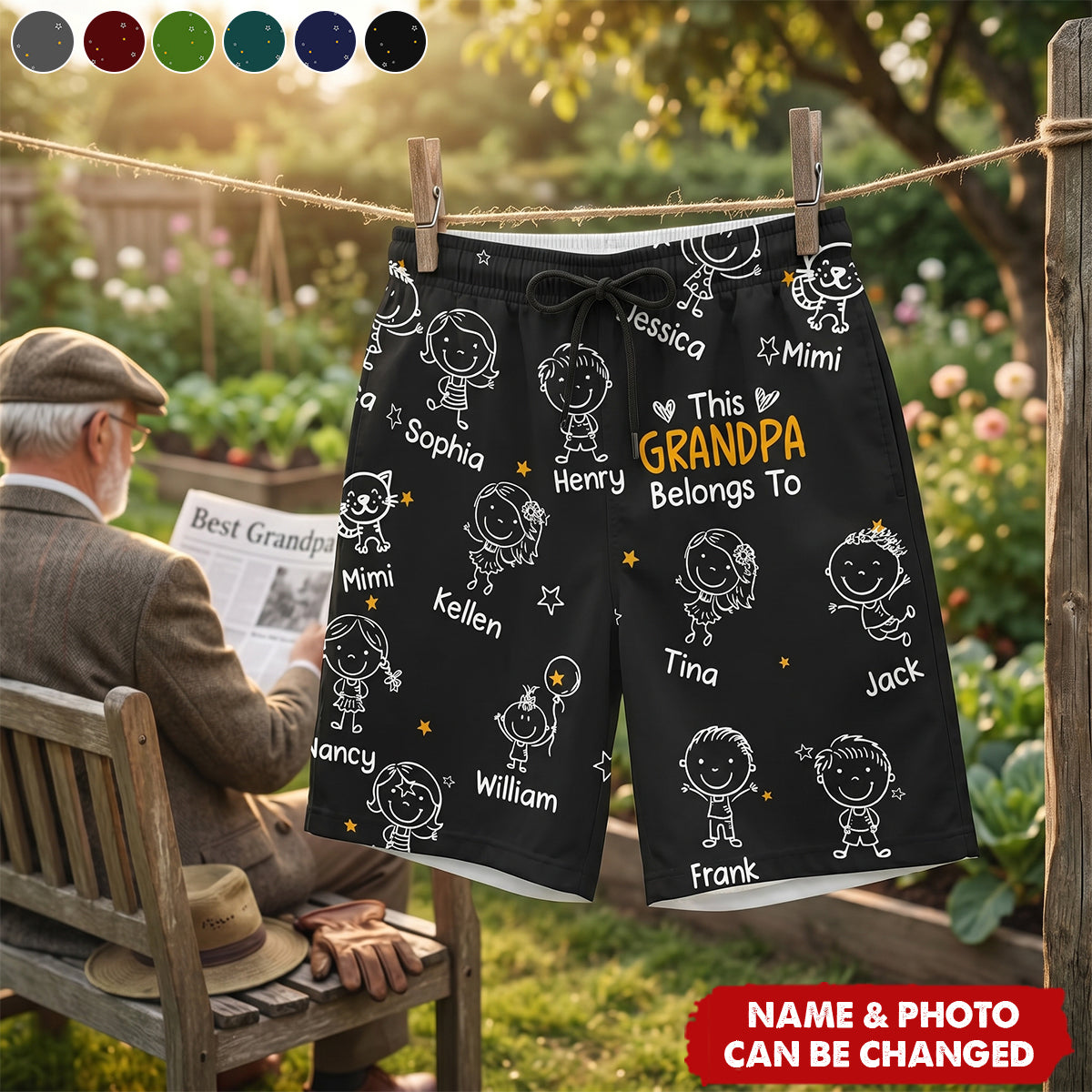 This Papa Belongs To Doodle Style- Personalized Shorts