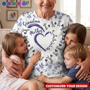 Mom Grandma Sweethearts Toile - Personalized Full Print T-Shirt