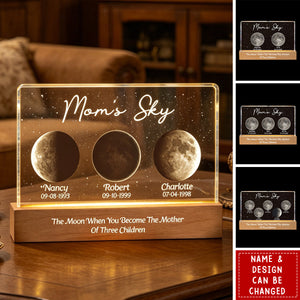 Mother's Day Gifts, The Moon When You Become The Mother - Custom Moons Phase - Personalized LED Night Light