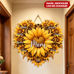 All Roads Lead Back To Her - Personalized Sunflower Wood Sign - Mother's Day Birthday Gifts For Mom, Grandma