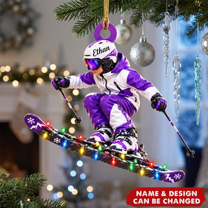 Personalized Skier Christmas Ornament, Custom Skiing Keepsake