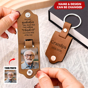 On Your Graduation Day Memorial Custom Photo - Personalized Leather Keychain