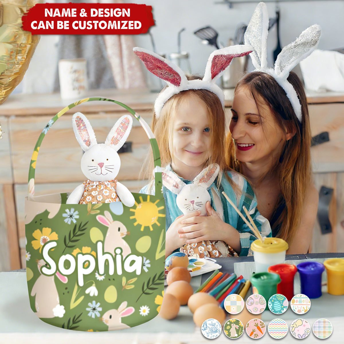 Custom Name Easter Pattern - Personalized Easter Basket